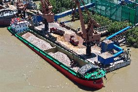 Yangtze River Wharf Sand And Gravel Storage Yard in Nanjing