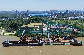 Yangtze River Wharf Sand And Gravel Storage Yard in Nanjing