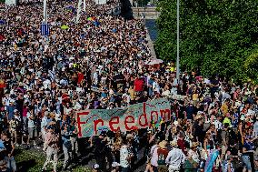 Hundreds of Thousands Take Part in The Banned Pride March - Budapest