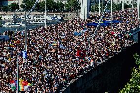 Hundreds of Thousands Take Part in The Banned Pride March - Budapest