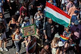Hundreds of Thousands Take Part in The Banned Pride March - Budapest