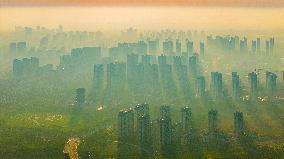 Buildings Under Morning Glow in Suqian