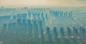 Buildings Under Morning Glow in Suqian