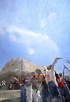 Water splashing at USJ to counter summer heat