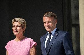 Emmanuel Macron Welcomes Swiss President Karin Keller-Sutter - Paris