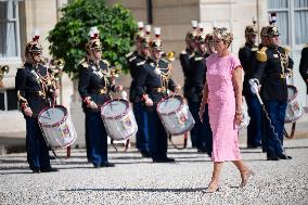Emmanuel Macron Welcomes Swiss President Karin Keller-Sutter - Paris