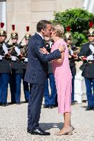 Emmanuel Macron Welcomes Swiss President Karin Keller-Sutter - Paris