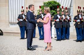 Emmanuel Macron Welcomes Swiss President Karin Keller-Sutter - Paris