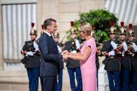 Emmanuel Macron Welcomes Swiss President Karin Keller-Sutter - Paris