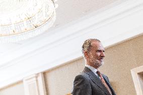 King Felipe Receives The Book Felipe Vi 2014 2024: Profiles Of A Decade - Madrid