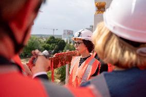 Rachida Dati visit the site of the Centre Pompidou Francilien - Massy AJ
