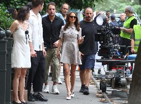 Natalie Portman Filming On The Good Sex Movie Set - NYC