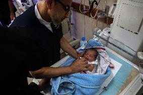 Premature Baby Treated at Al-Aqsa Hospital