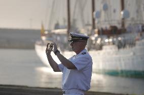 Princess Leonor Arriving To Gijon On Board Juan Sebastian Elcano