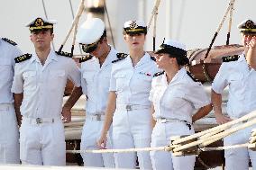 Crown Princess Leonor arrives to Gijon onboard of Juan Sebastian de Elcano