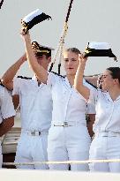 Crown Princess Leonor arrives to Gijon onboard of Juan Sebastian de Elcano
