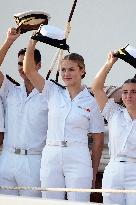Crown Princess Leonor arrives to Gijon onboard of Juan Sebastian de Elcano
