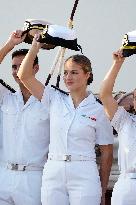Crown Princess Leonor arrives to Gijon onboard of Juan Sebastian de Elcano
