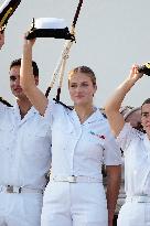 Crown Princess Leonor arrives to Gijon onboard of Juan Sebastian de Elcano