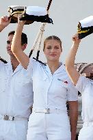 Crown Princess Leonor arrives to Gijon onboard of Juan Sebastian de Elcano
