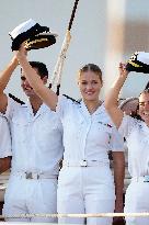 Crown Princess Leonor arrives to Gijon onboard of Juan Sebastian de Elcano