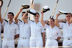 Crown Princess Leonor arrives to Gijon onboard of Juan Sebastian de Elcano