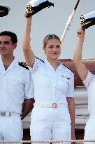 Crown Princess Leonor arrives to Gijon onboard of Juan Sebastian de Elcano