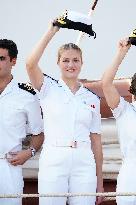 Crown Princess Leonor arrives to Gijon onboard of Juan Sebastian de Elcano