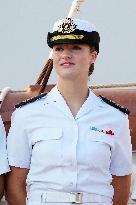 Crown Princess Leonor arrives to Gijon onboard of Juan Sebastian de Elcano