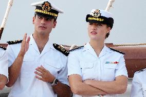 Crown Princess Leonor arrives to Gijon onboard of Juan Sebastian de Elcano