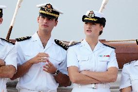 Crown Princess Leonor arrives to Gijon onboard of Juan Sebastian de Elcano