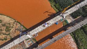 Heishan Gorge Yellow River Grand bridge Construction - China