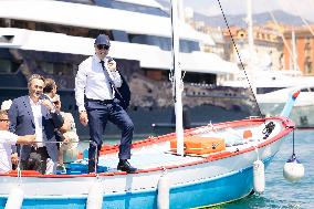 Christian Estrosi On The Electric Boat Shuttle Of The Port Of Nice