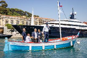 Christian Estrosi On The Electric Boat Shuttle Of The Port Of Nice