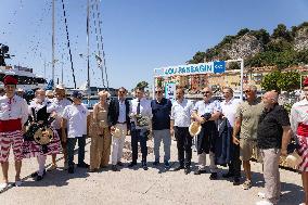 Christian Estrosi On The Electric Boat Shuttle Of The Port Of Nice