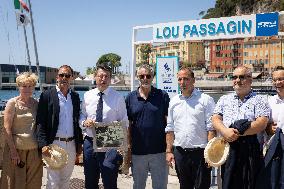 Christian Estrosi On The Electric Boat Shuttle Of The Port Of Nice