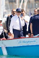 Christian Estrosi On The Electric Boat Shuttle Of The Port Of Nice