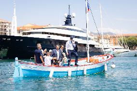 Christian Estrosi On The Electric Boat Shuttle Of The Port Of Nice