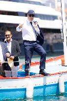 Christian Estrosi On The Electric Boat Shuttle Of The Port Of Nice