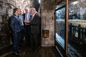 President Macron At cellar of the Roquefort Societe - Roquefort-sur-Soulzon