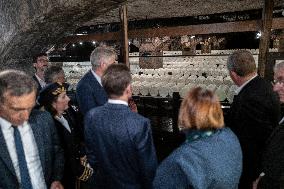 President Macron At cellar of the Roquefort Societe - Roquefort-sur-Soulzon