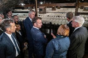 President Macron At cellar of the Roquefort Societe - Roquefort-sur-Soulzon