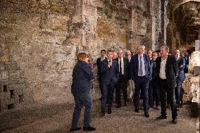 President Macron At cellar of the Roquefort Societe - Roquefort-sur-Soulzon