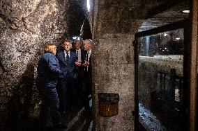 President Macron At cellar of the Roquefort Societe - Roquefort-sur-Soulzon
