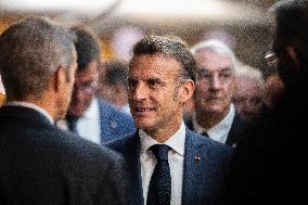 President Macron At cellar of the Roquefort Societe - Roquefort-sur-Soulzon