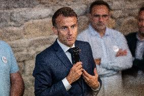 President Macron At cellar of the Roquefort Societe - Roquefort-sur-Soulzon
