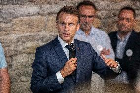 President Macron At cellar of the Roquefort Societe - Roquefort-sur-Soulzon
