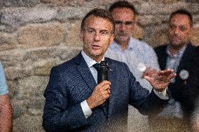 President Macron At cellar of the Roquefort Societe - Roquefort-sur-Soulzon