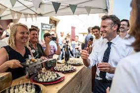 President Macron At cellar of the Roquefort Societe - Roquefort-sur-Soulzon