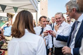 President Macron At cellar of the Roquefort Societe - Roquefort-sur-Soulzon